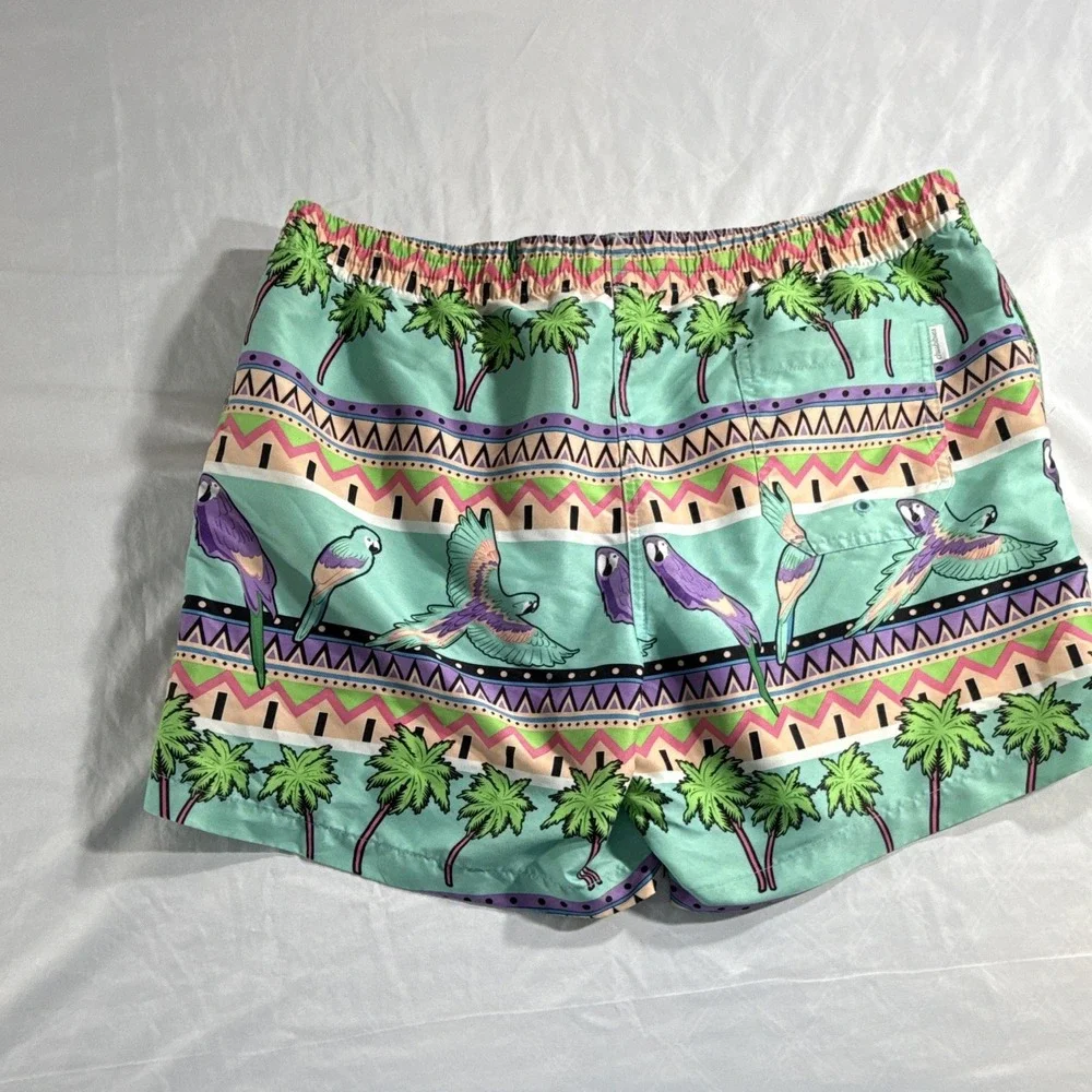 Chubbies Mens XL Multicolor Tropical Parrot Palm Tree Swim Trunks Lined Pockets